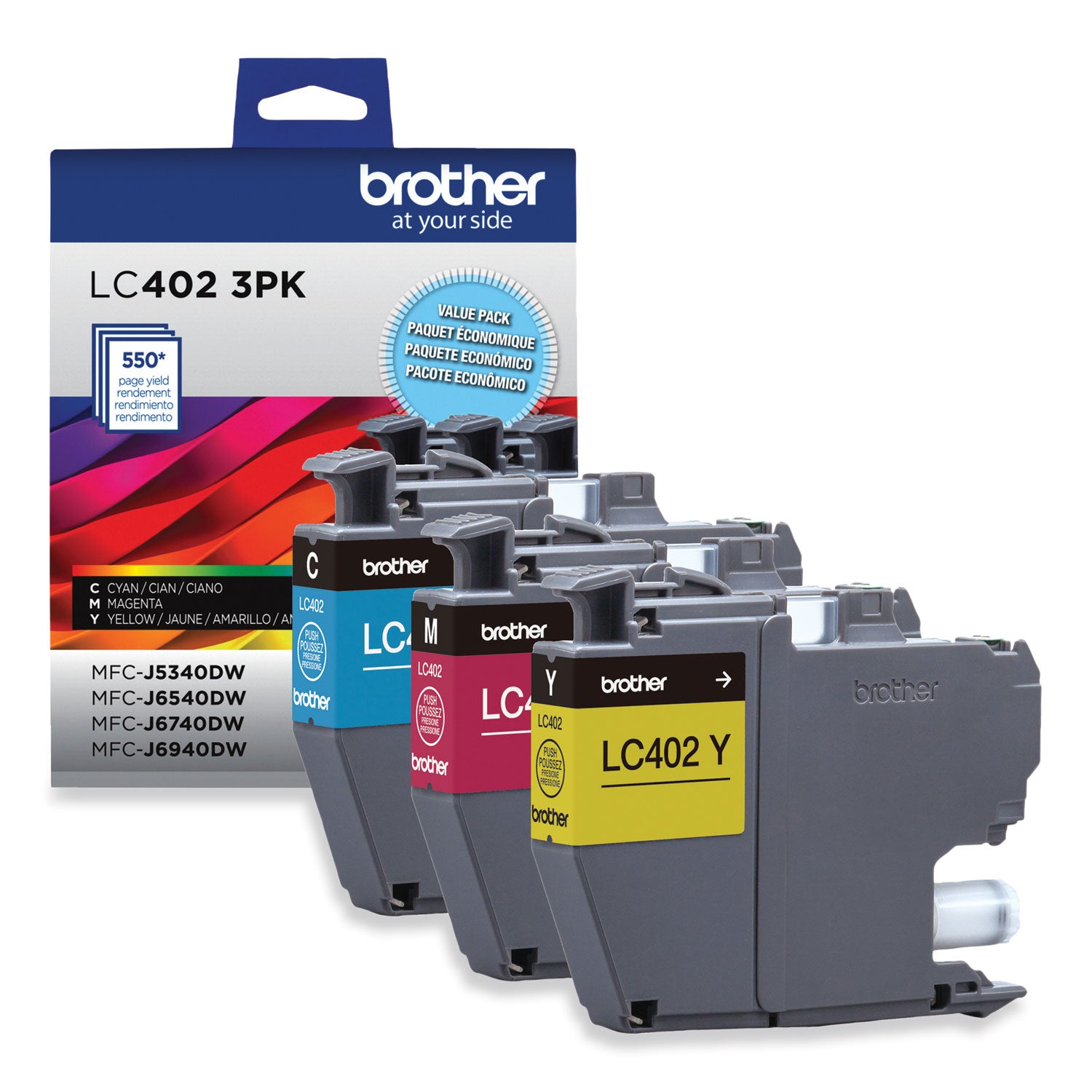 LC4023PKS Ink, 550 Page-Yield, Cyan/Magenta/Yellow, 3/Pack