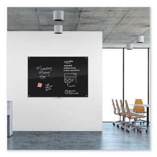 Black Glass Dry Erase Board, 70 x 47, Black Surface