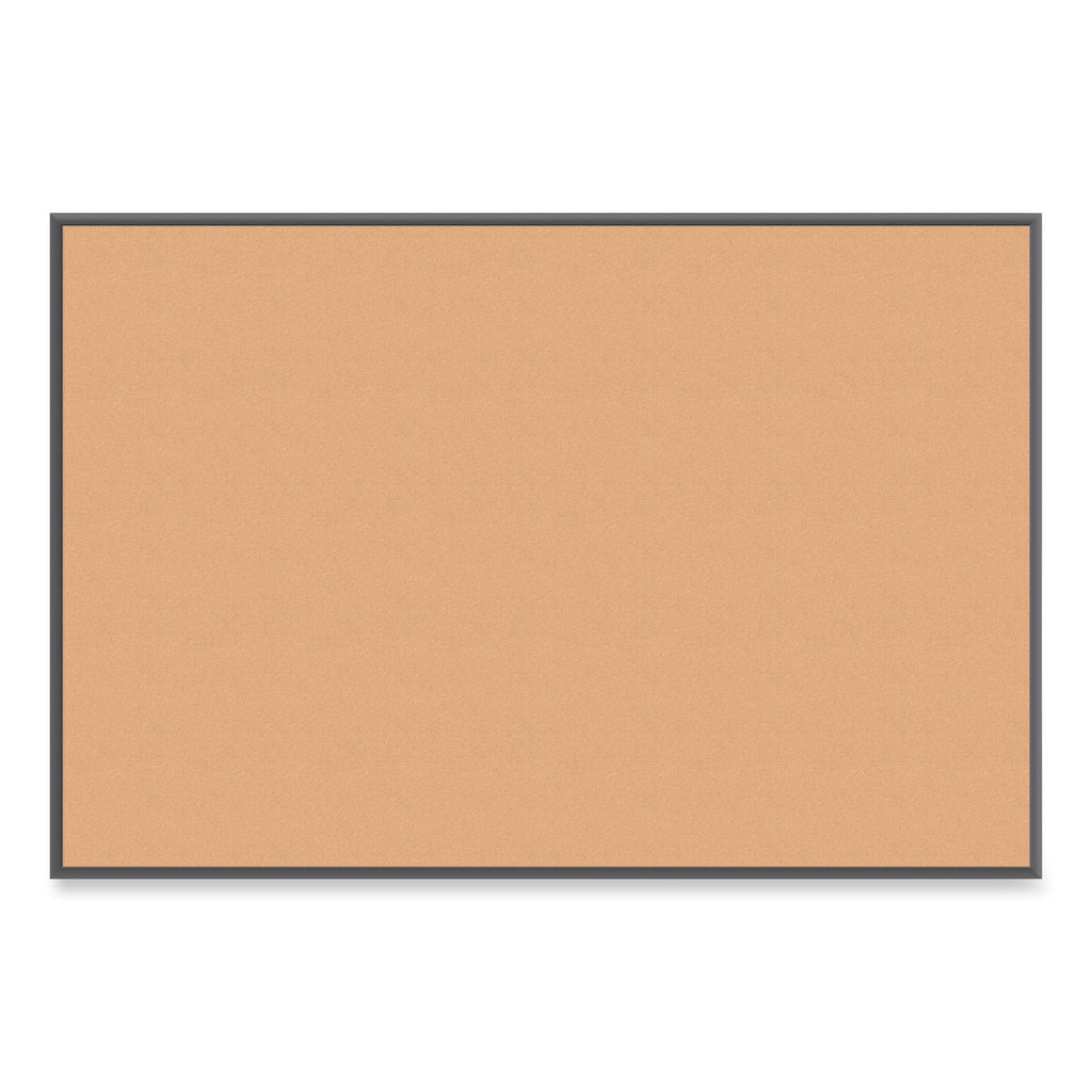 Cork Bulletin Board with Black Aluminum Frame, 70 x 47, Tan Surface