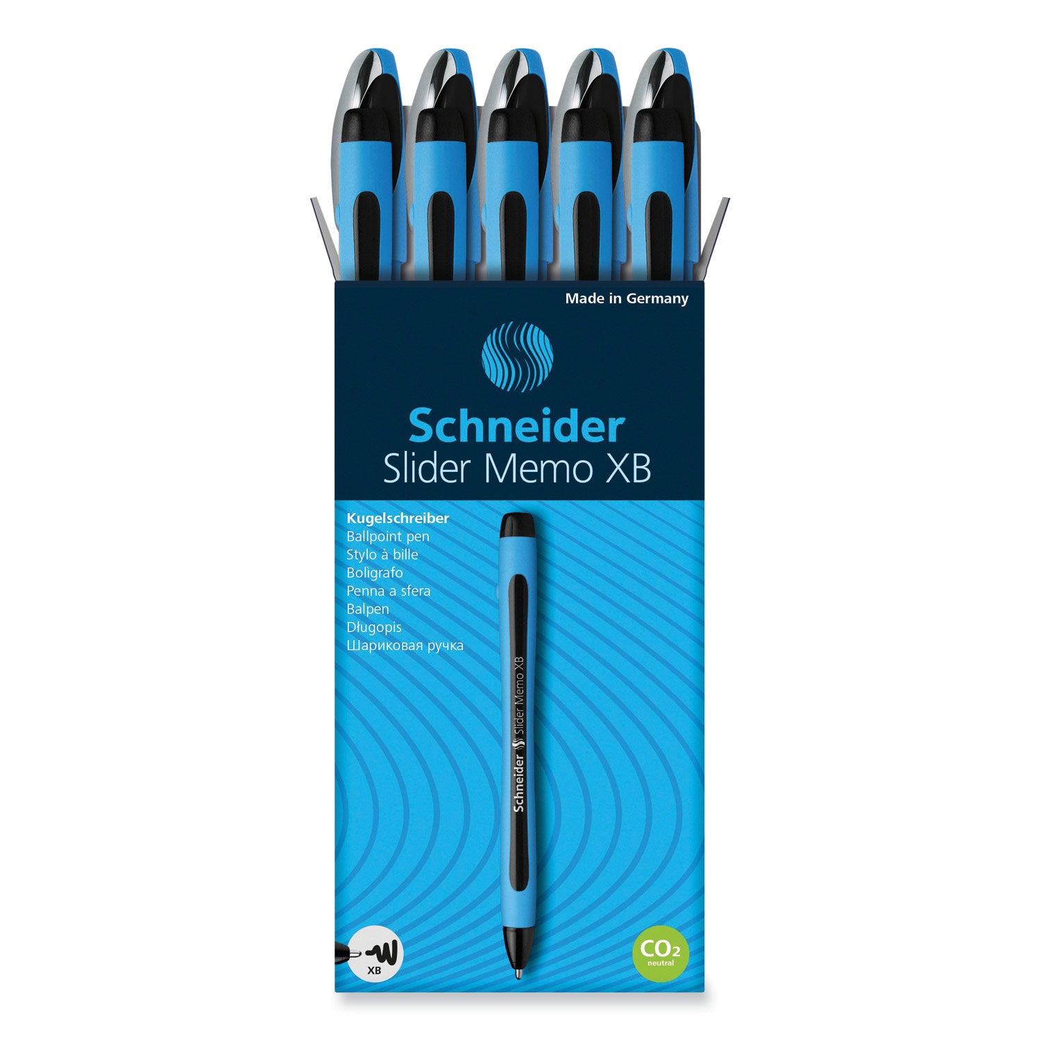 slider-memo-xb-ballpoint-pen-stick-extra-bold-14-mm-black-ink-black-light-blue-barrel-10-box_red150201 - 1