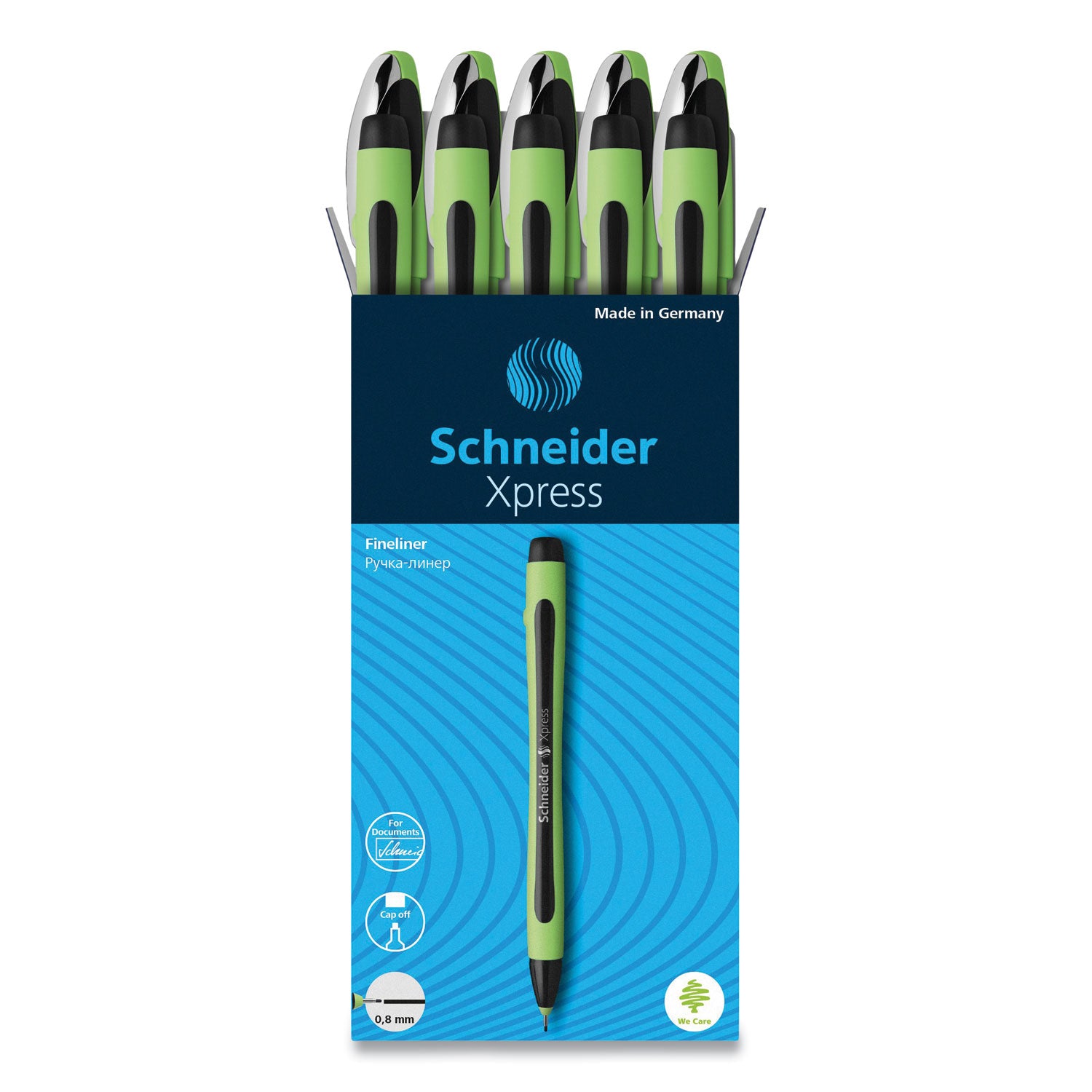 xpress-fineliner-porous-point-pen-stick-medium-08-mm-black-ink-black-green-barrel-10-box_red190001 - 1