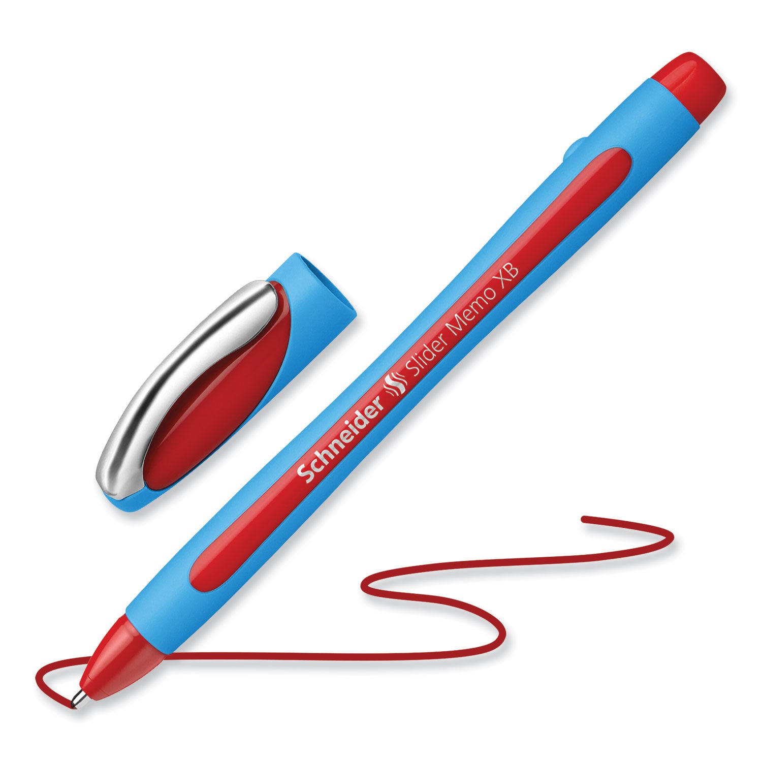 slider-memo-xb-ballpoint-pen-stick-extra-bold-14-mm-red-ink-red-light-blue-barrel-10-box_red150202 - 2