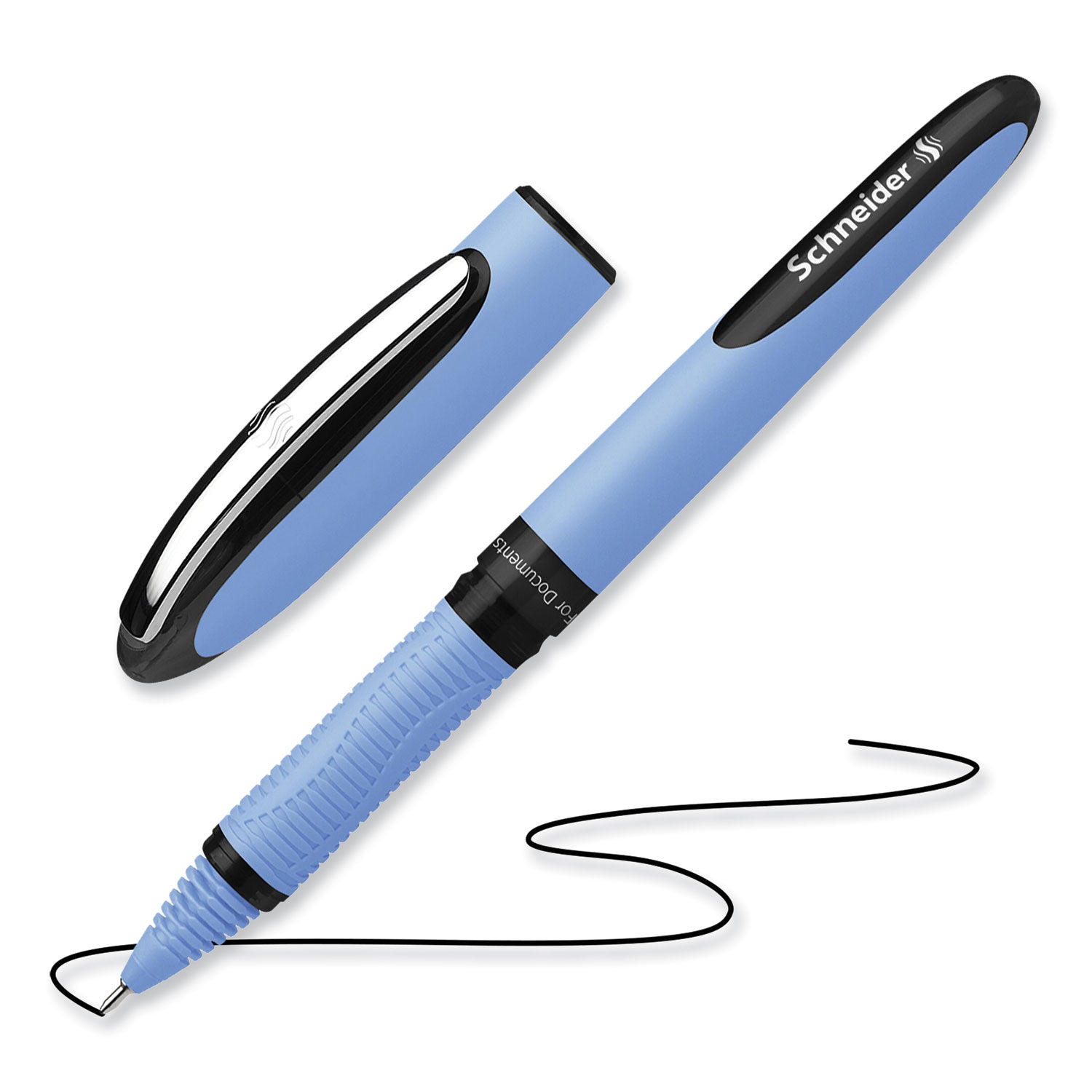One Hybrid N Roller Ball Pen, Stick, Fine 0.5 mm, Black Ink, Blue Barrel, 10/Box