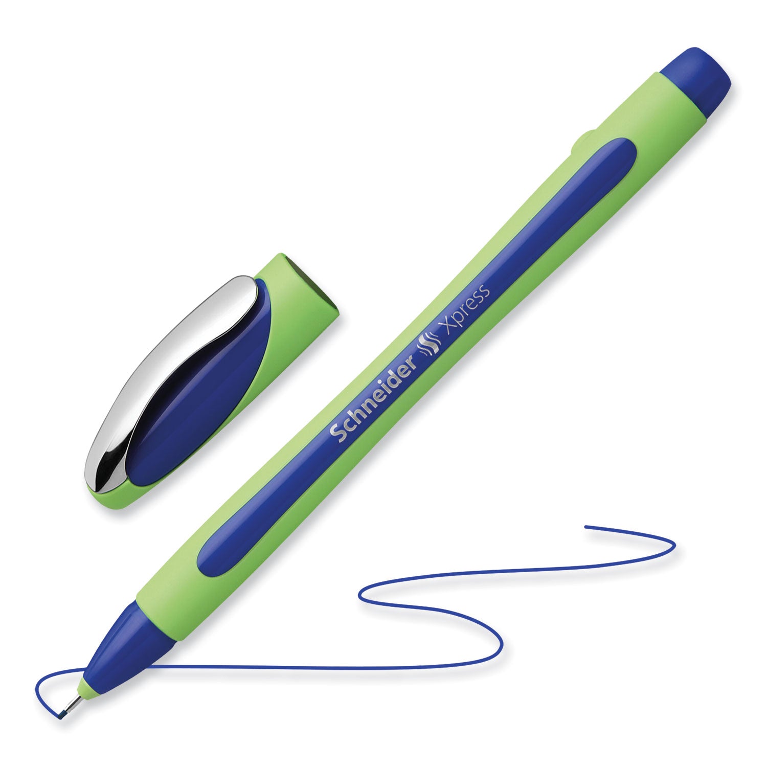 xpress-fineliner-porous-point-pen-stick-medium-08-mm-blue-ink-blue-green-barrel-10-box_red190003 - 2