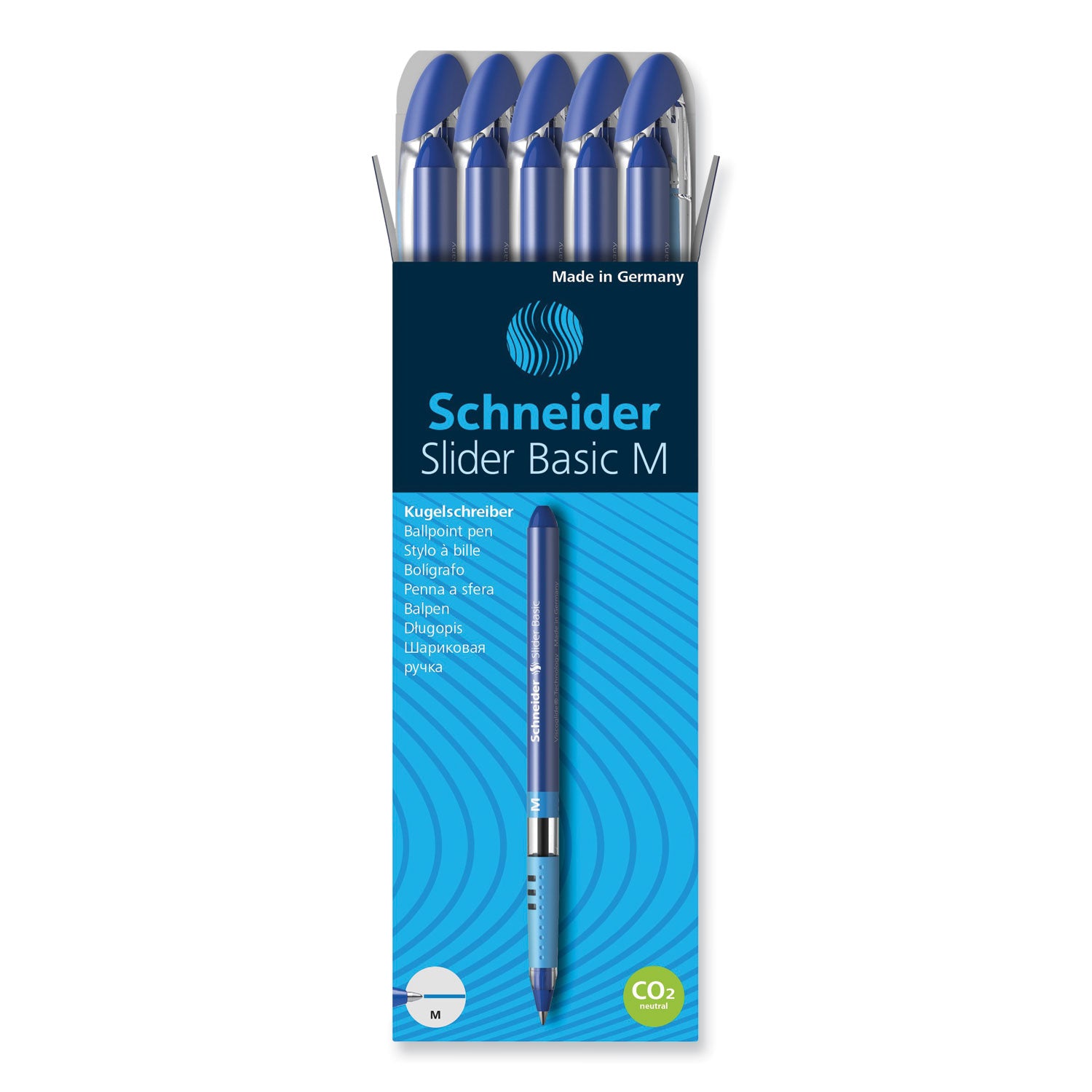 slider-basic-ballpoint-pen-stick-medium-08-mm-blue-ink-blue-barrel-10-box_red151103 - 1