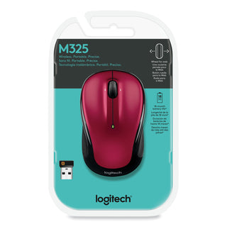 M325 Wireless Mouse, 2.4 GHz Frequency/30 ft Wireless Range, Left/Right Hand Use, Red - 