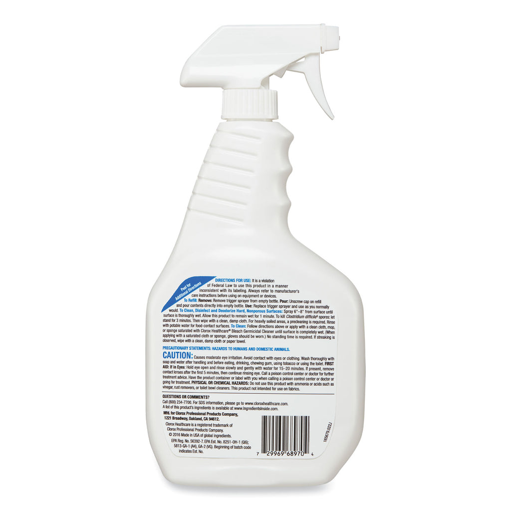 Bleach Germicidal Cleaner, 32 oz Spray Bottle, 6/Carton - 