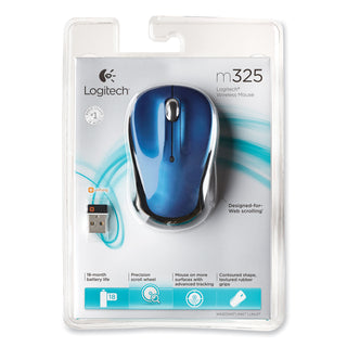 M325 Wireless Mouse, 2.4 GHz Frequency/30 ft Wireless Range, Left/Right Hand Use, Blue - 