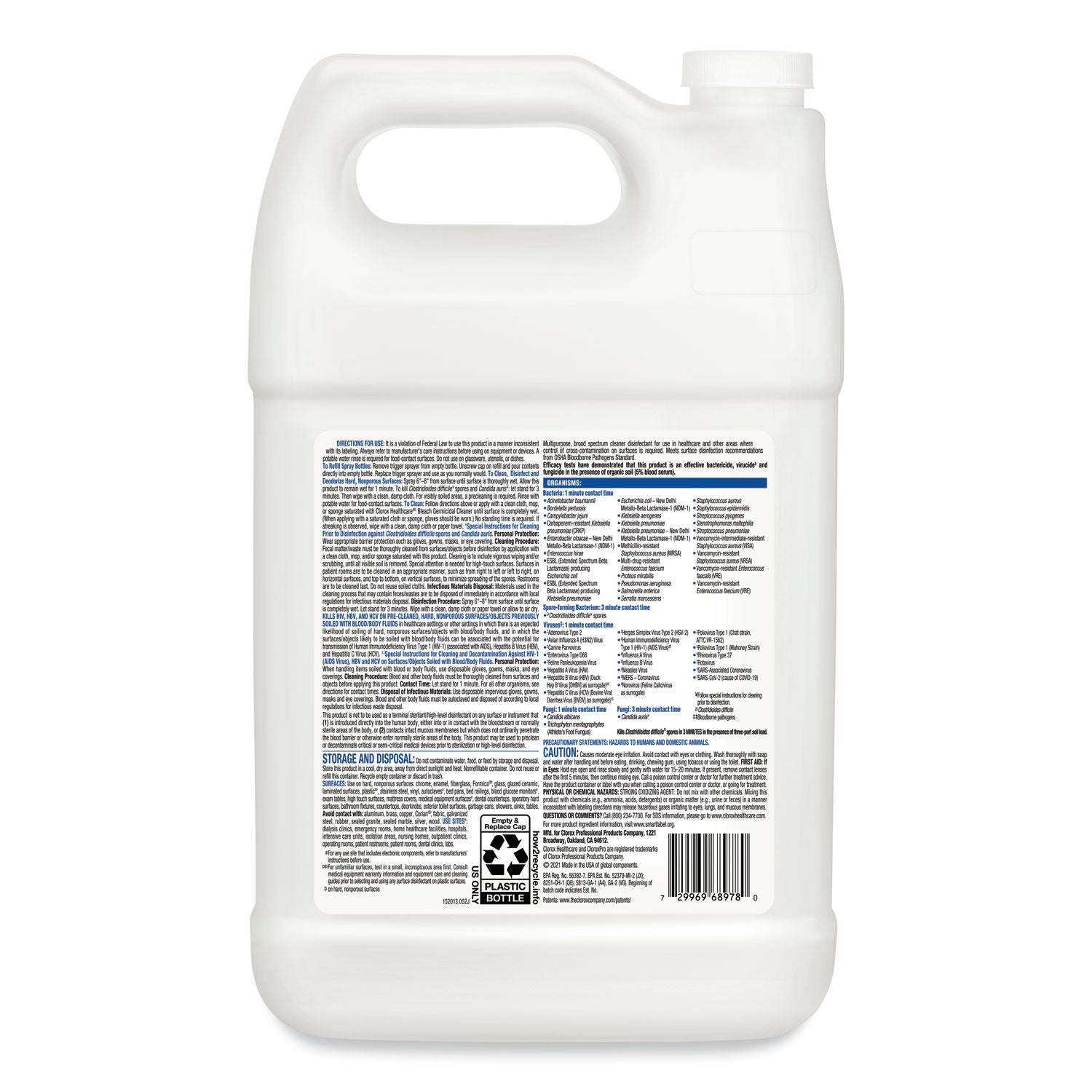 Bleach Germicidal Cleaner, 128 oz Refill Bottle, 4/Carton - 