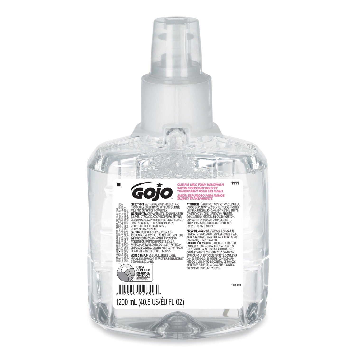 clear-and-mild-foam-handwash-refill-for-gojo-ltx-12-dispenser-fragrance-free-1200-ml-refill_goj191102ea - 1