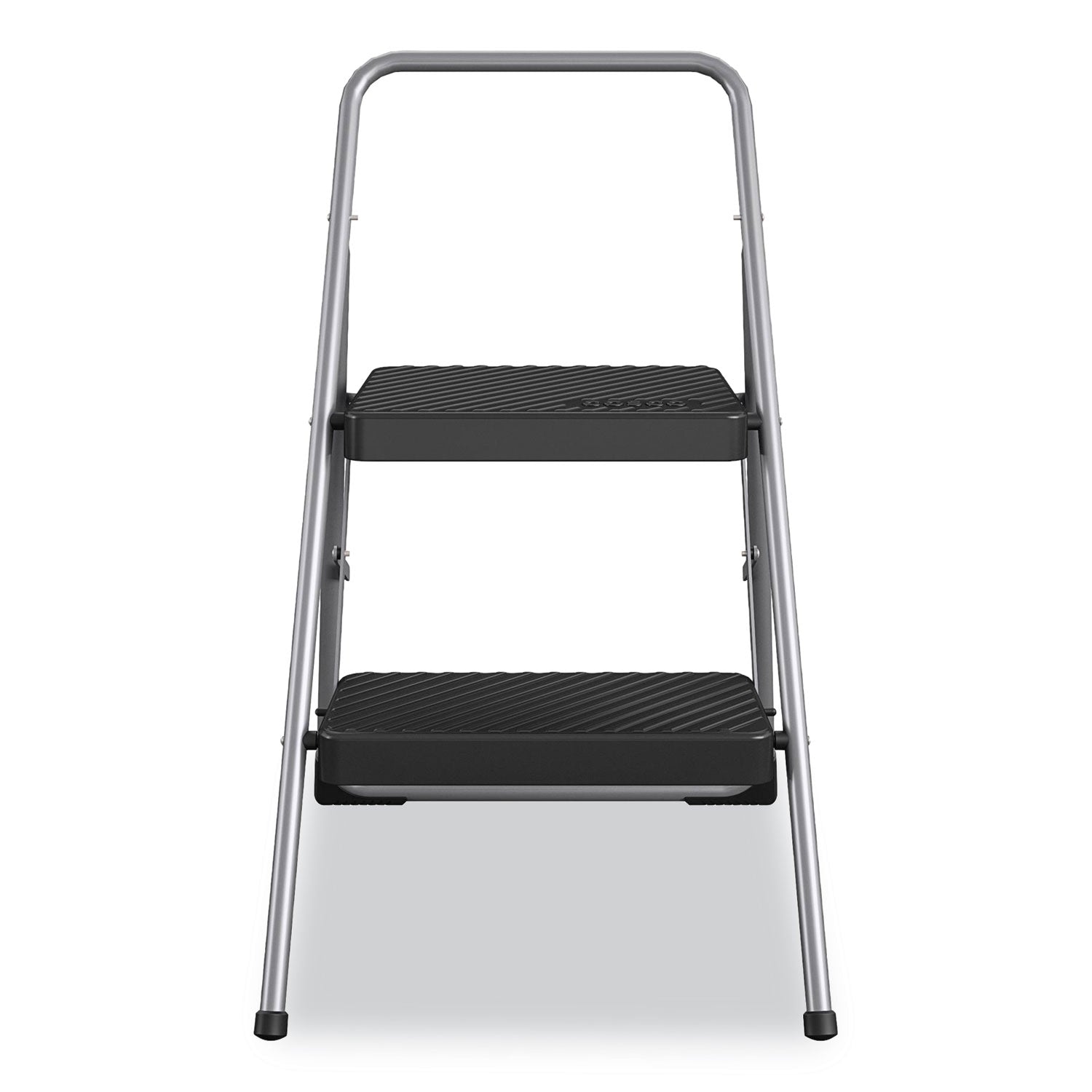 2-Step Folding Steel Step Stool, 200 lb Capacity, 28.13" Working Height, Cool Gray