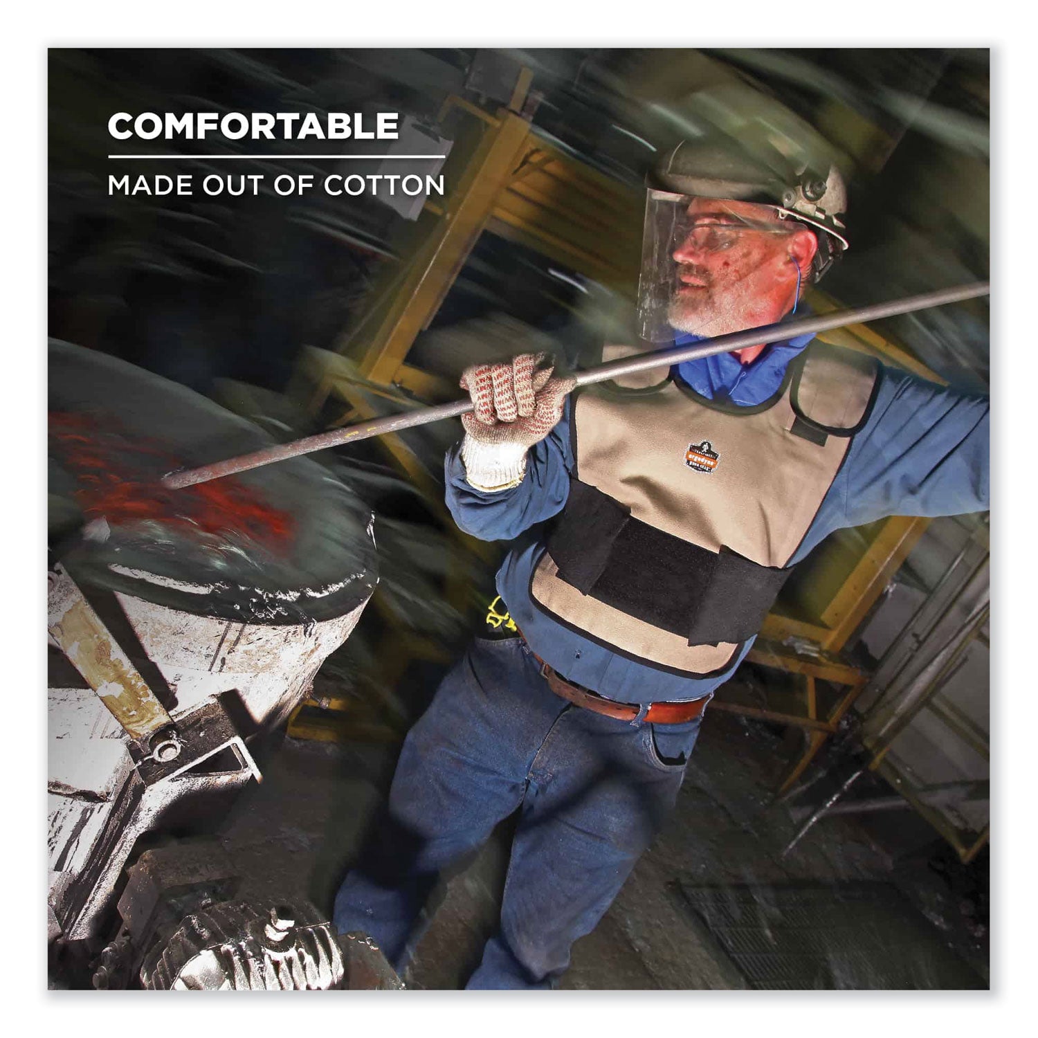 Chill-Its 6230 Standard Phase Change Cooling Vest with Packs, Cotton, Small/Medium, Khaki, Ships in 1-3 Business Days