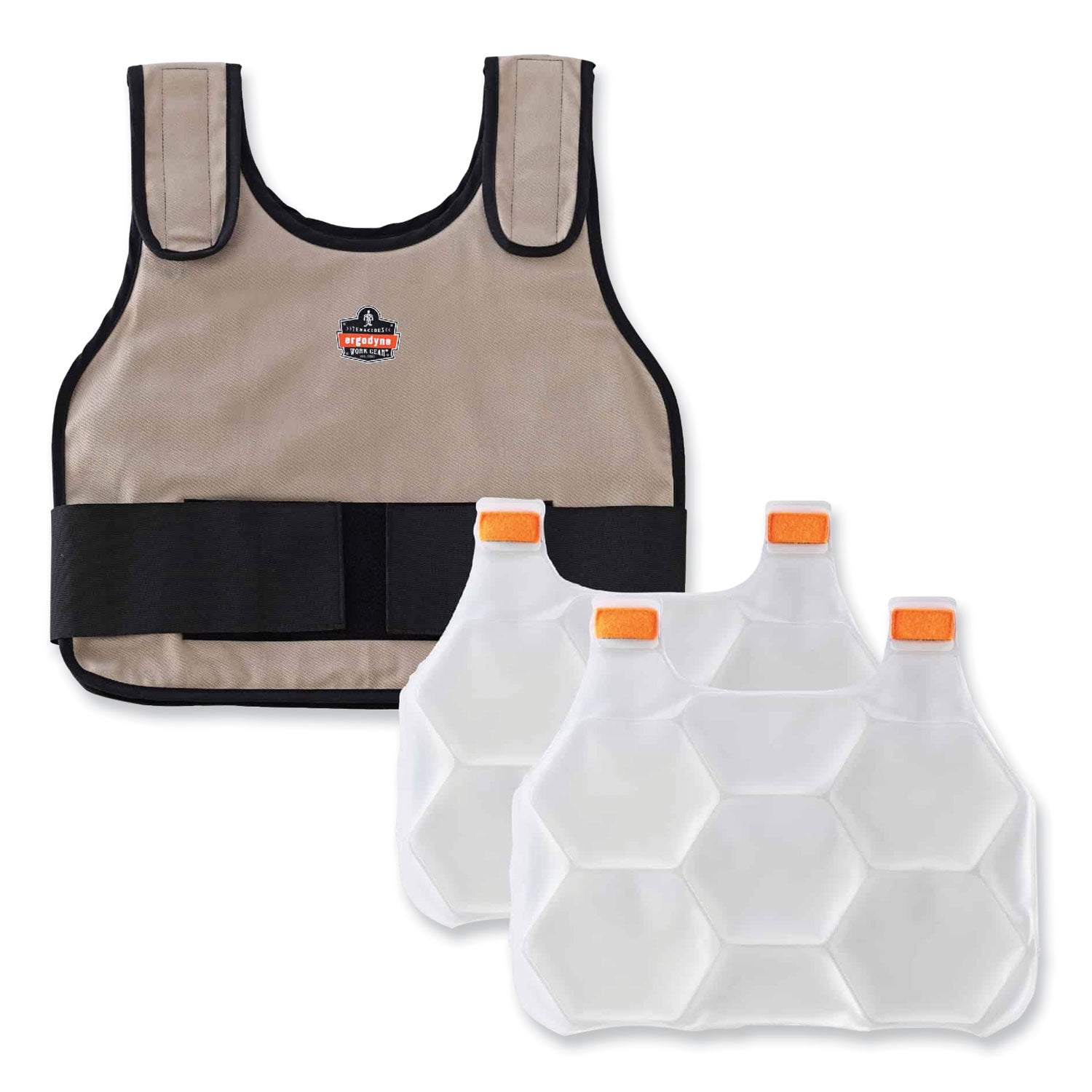 Chill-Its 6230 Standard Phase Change Cooling Vest with Packs, Cotton, Small/Medium, Khaki, Ships in 1-3 Business Days