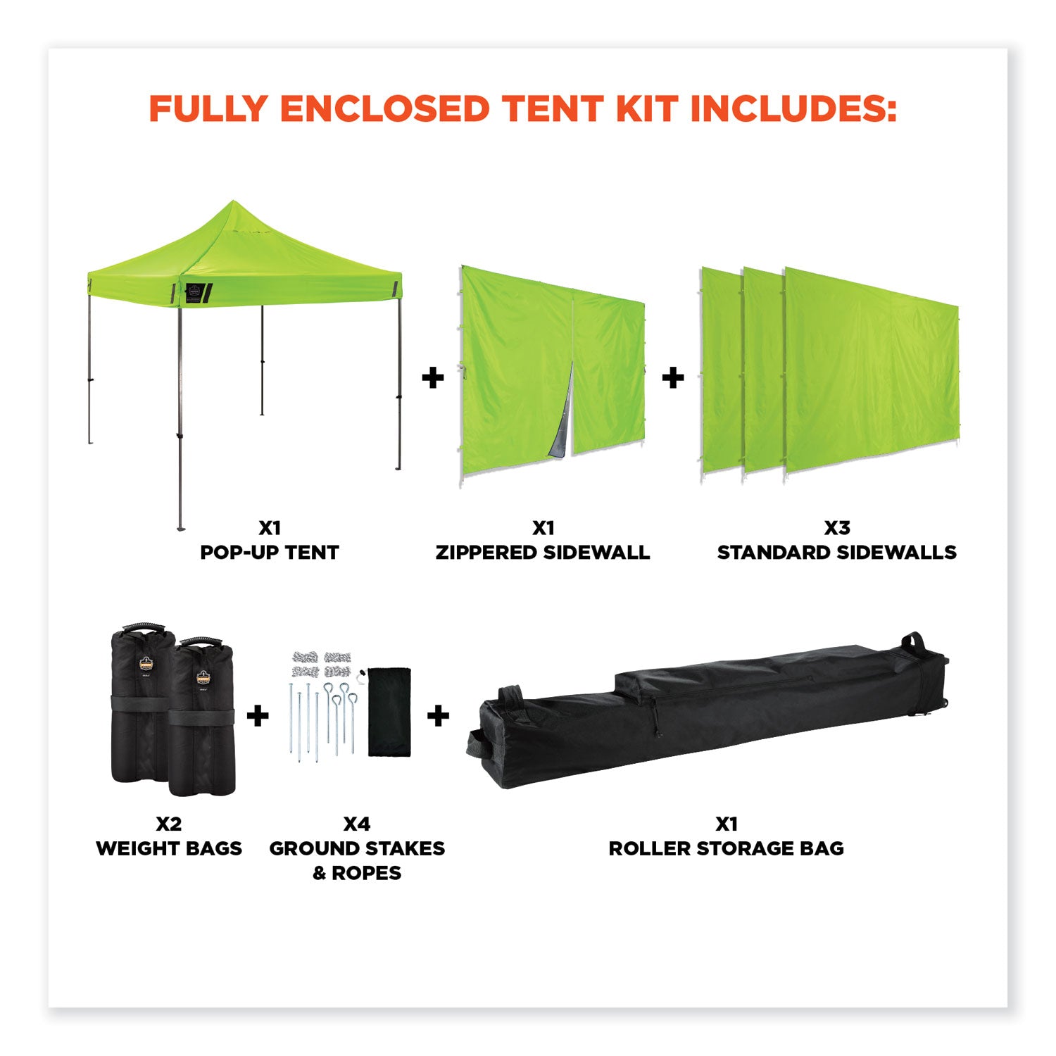 shax-6053-enclosed-pop-up-tent-kit-single-skin-10-ft-x-10-ft-polyester-steel-lime-ships-in-1-3-business-days_ego12976 - 2