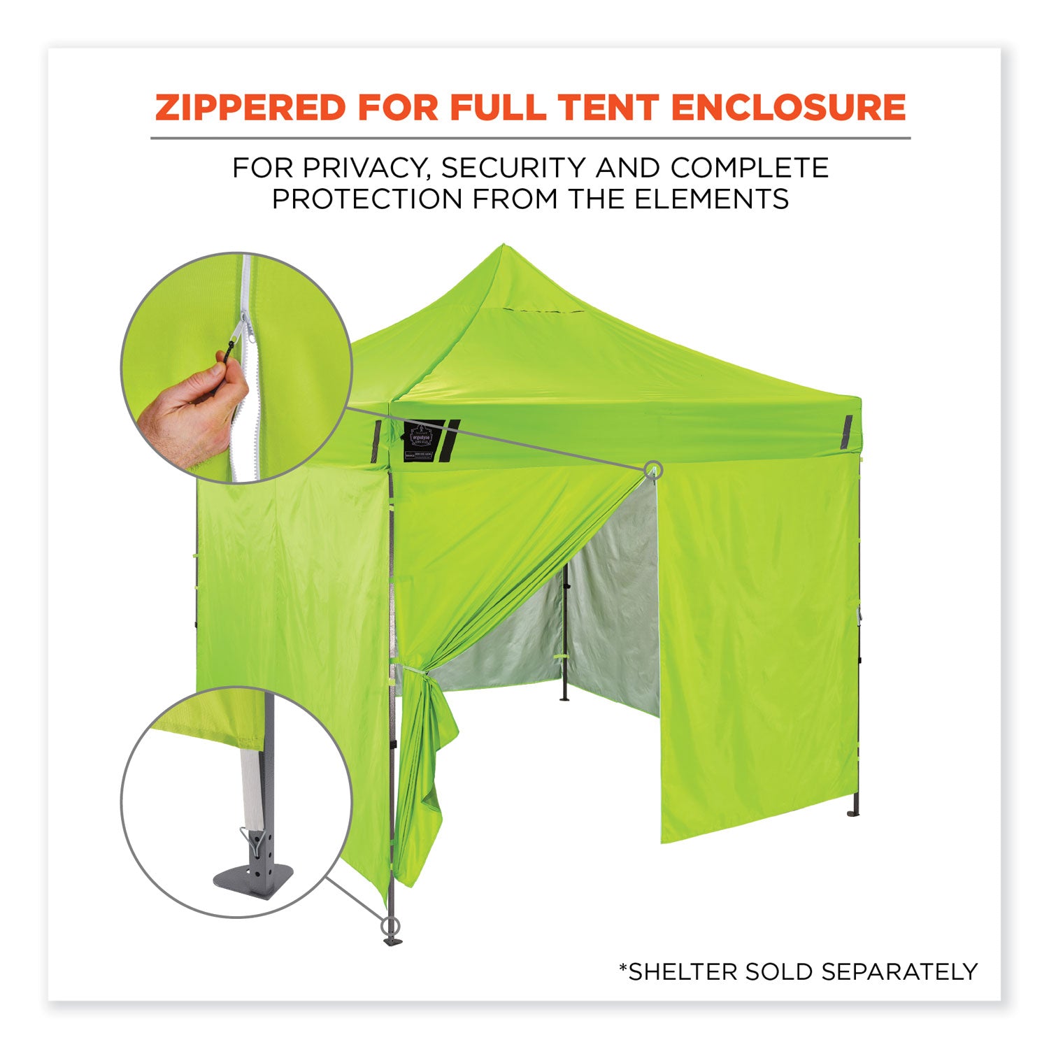 shax-6096-pop-up-tent-sidewall-with-zipper-single-skin-10-ft-x-10-ft-polyester-lime-ships-in-1-3-business-days_ego12978 - 2