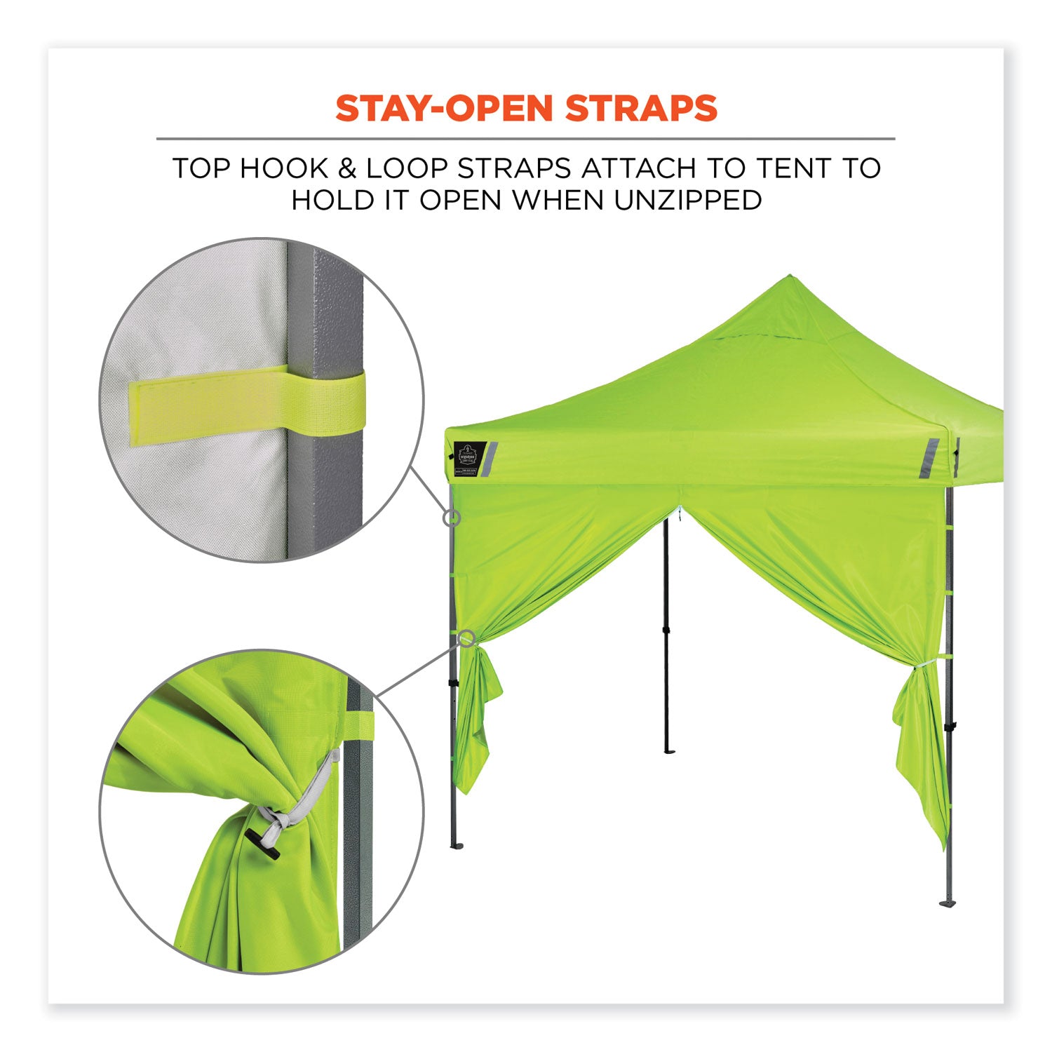 Shax 6096 Pop-Up Tent Sidewall with Zipper, Single Skin, 10 ft x 10 ft, Polyester, Lime, Ships in 1-3 Business Days
