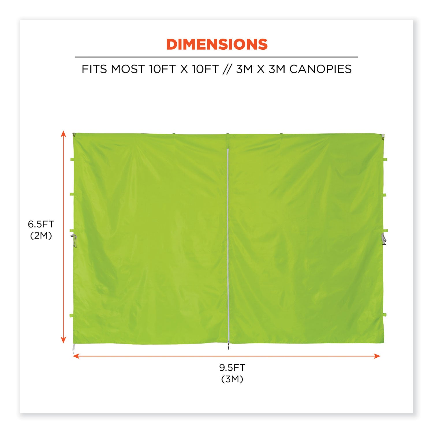 Shax 6096 Pop-Up Tent Sidewall with Zipper, Single Skin, 10 ft x 10 ft, Polyester, Lime, Ships in 1-3 Business Days