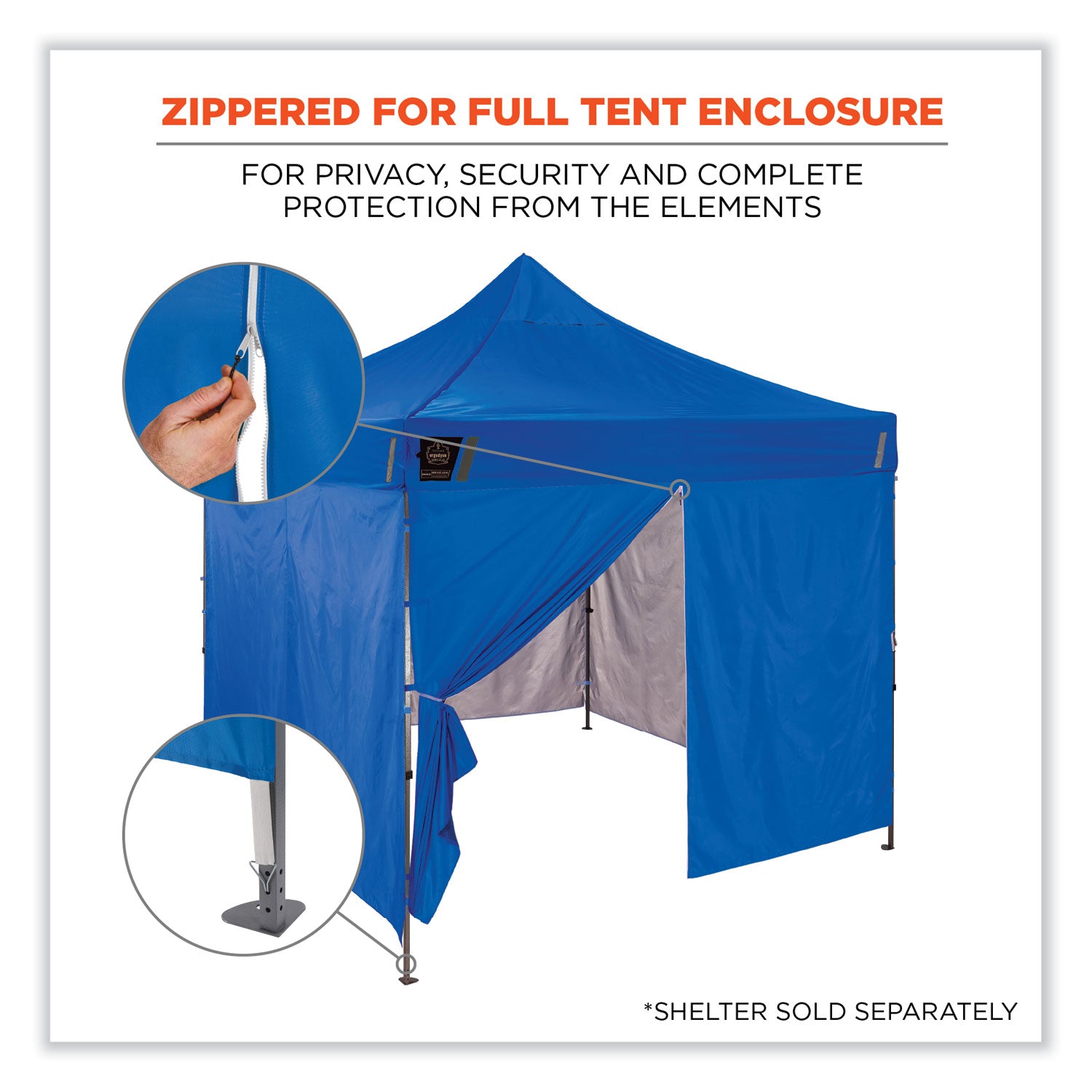 Shax 6096 Pop-Up Tent Sidewall with Zipper, Single Skin, 10 ft x 10 ft, Polyester, Blue, Ships in 1-3 Business Days