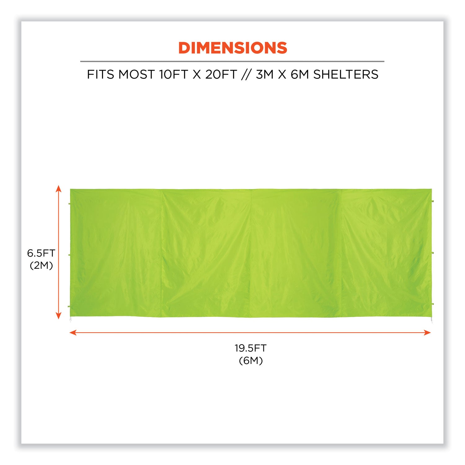 Shax 6097 Pop-Up Tent Sidewall, Single Skin, 10 ft x 10 ft, Polyester, Lime, Ships in 1-3 Business Days