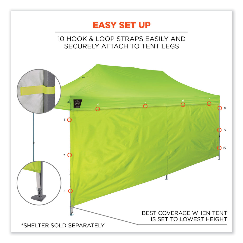 Shax 6097 Pop-Up Tent Sidewall, Single Skin, 10 ft x 10 ft, Polyester, Lime, Ships in 1-3 Business Days