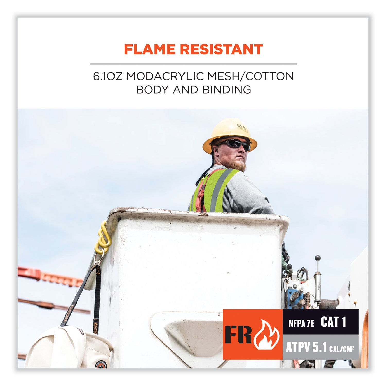 GloWear 8263FRHL Class 2 FR Safety Economy Hook and Loop Vest, Modacrylic Mesh/Cotton, S/M, Lime, Ships in 1-3 Business Days