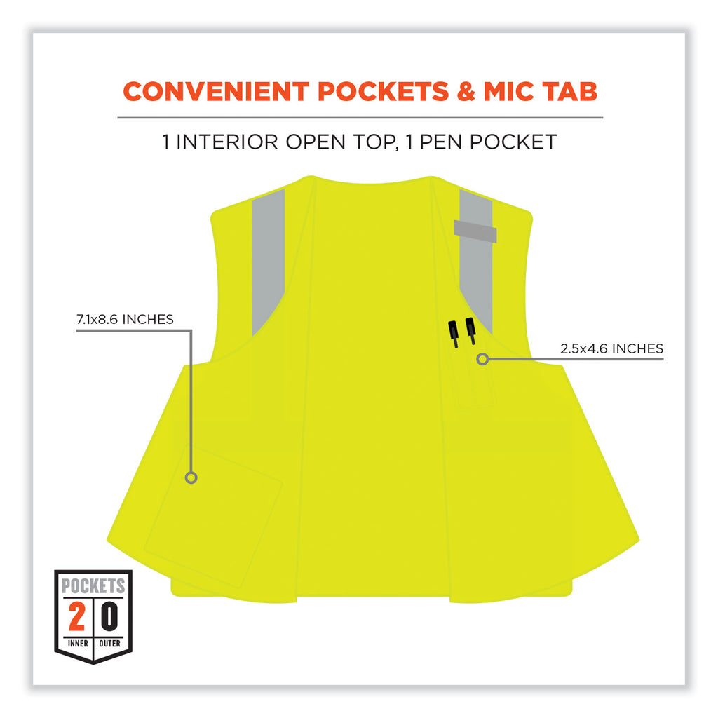 GloWear 8263FRHL Class 2 FR Safety Economy Hook and Loop Vest, Modacrylic Mesh/Cotton, S/M, Lime, Ships in 1-3 Business Days
