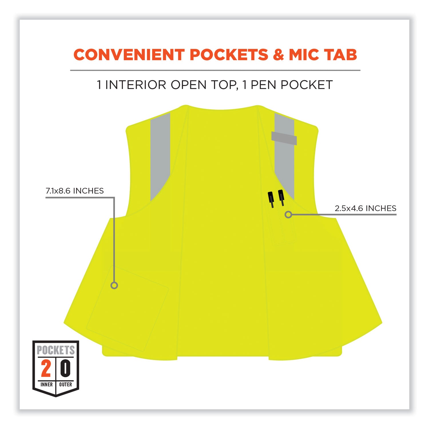 GloWear 8263FRHL Class 2 FR Safety Economy Hook and Loop Vest, Modacrylic Mesh/Cotton, S/M, Lime, Ships in 1-3 Business Days