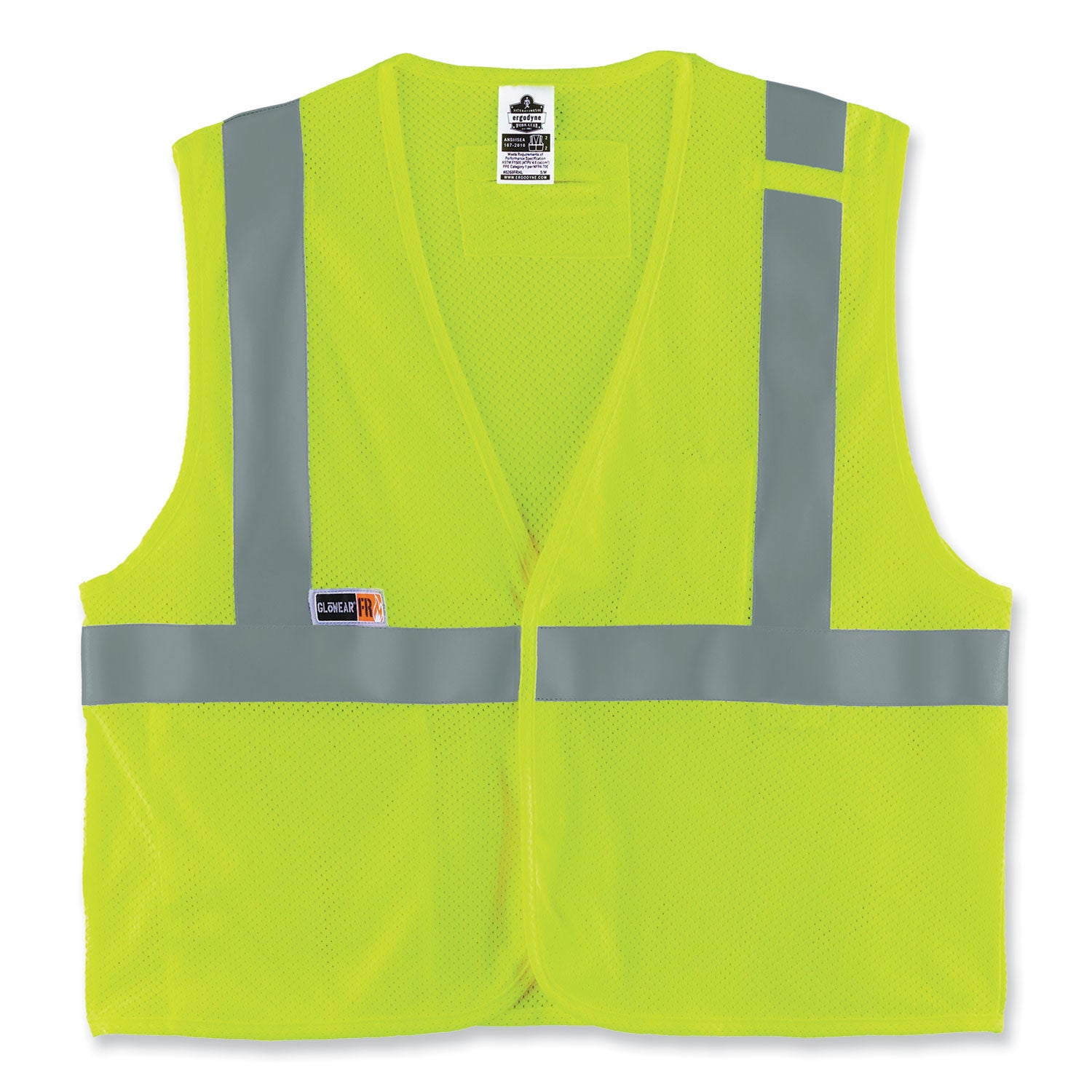 glowear-8263frhl-class-2-fr-safety-economy-hook-and-loop-vest-modacrylic-mesh-cotton-s-m-lime-ships-in-1-3-business-days_ego21863 - 1