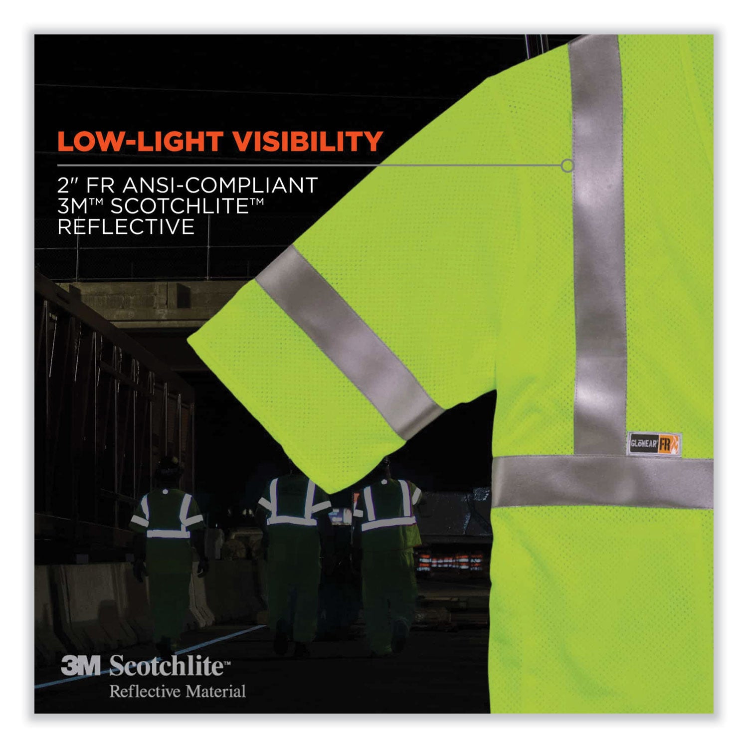 GloWear 8356FRHL Class 3 FR Hook and Loop Safety Vest with Sleeves, Modacrylic, Small/Med, Lime, Ships in 1-3 Business Days