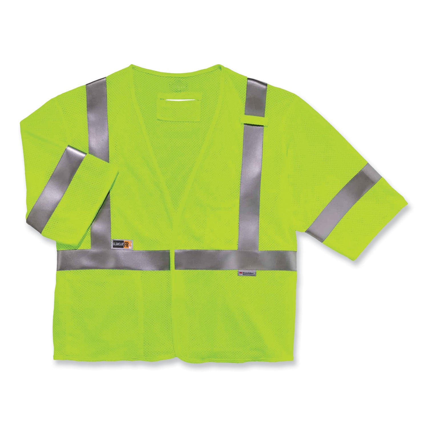 glowear-8356frhl-class-3-fr-hook-and-loop-safety-vest-with-sleeves-modacrylic-small-med-lime-ships-in-1-3-business-days_ego22213 - 1