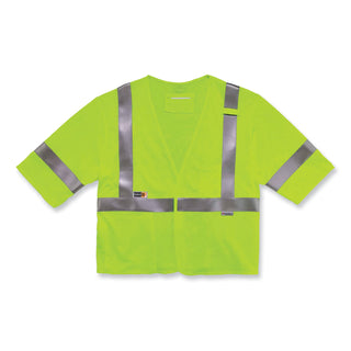 GloWear 8356FRHL Class 3 FR Hook and Loop Safety Vest with Sleeves, Modacrylic, Large/XL, Lime, Ships in 1-3 Business Days