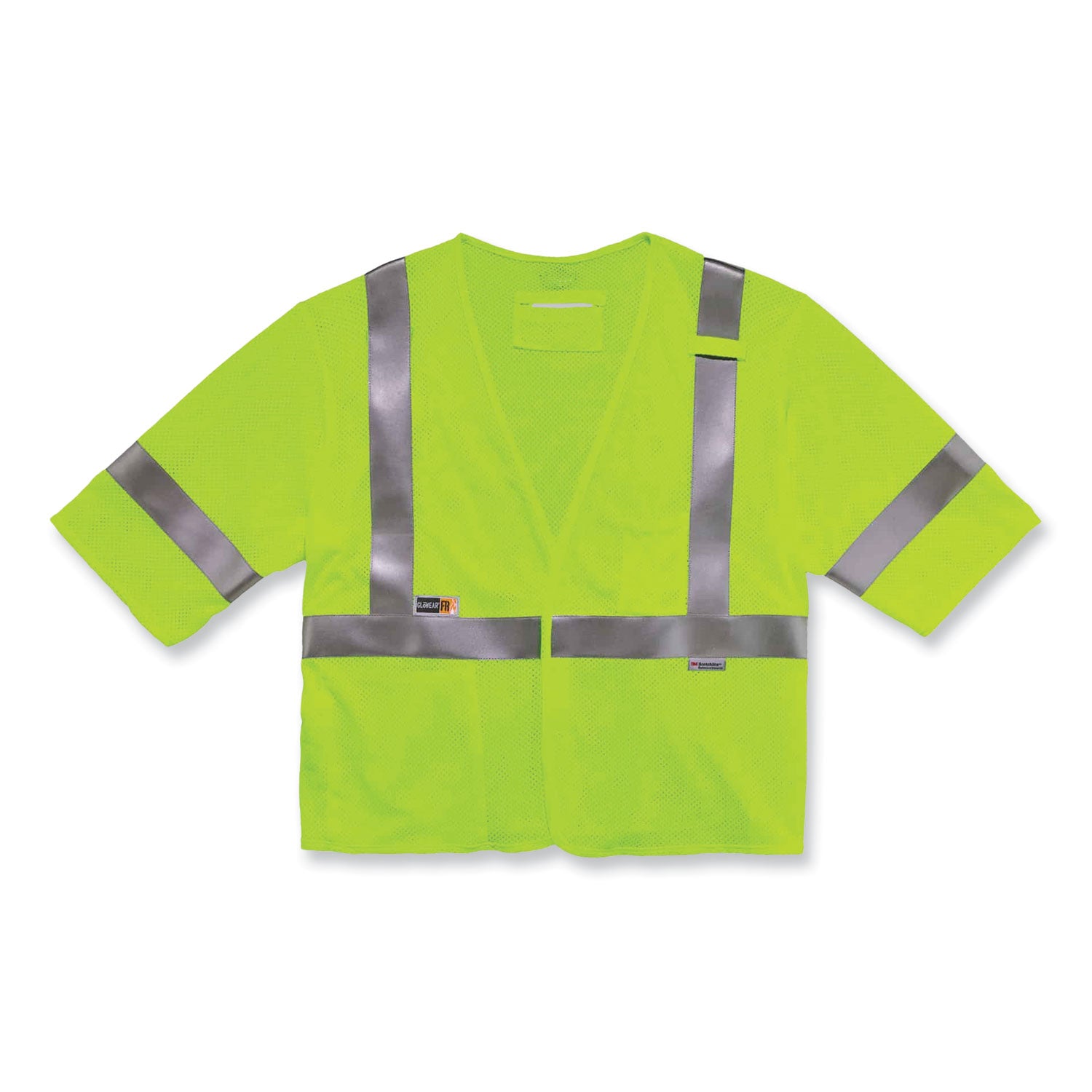 GloWear 8356FRHL Class 3 FR Hook and Loop Safety Vest with Sleeves, Modacrylic, Large/XL, Lime, Ships in 1-3 Business Days