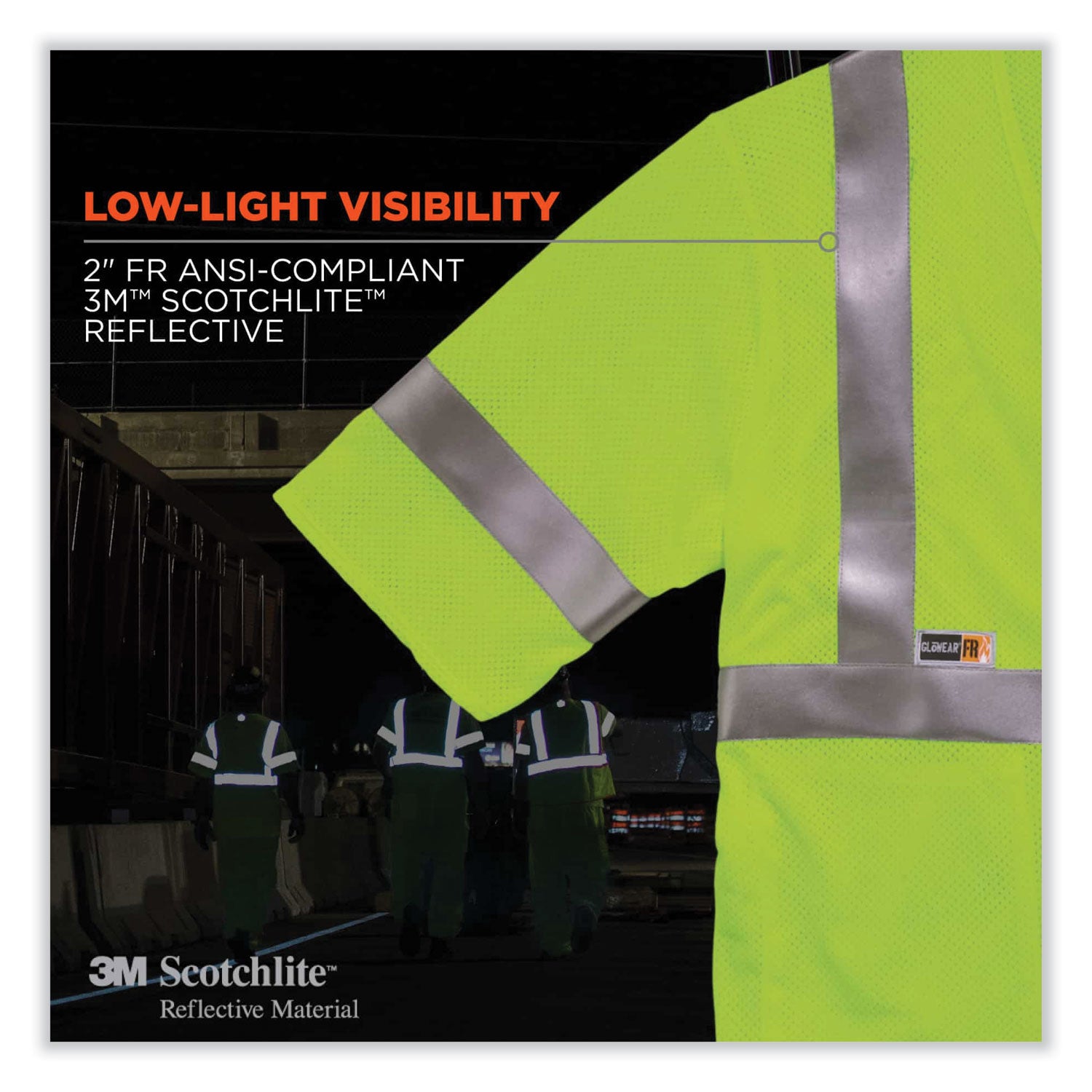 GloWear 8356FRHL Class 3 FR Hook and Loop Safety Vest with Sleeves, Modacrylic, Large/XL, Lime, Ships in 1-3 Business Days