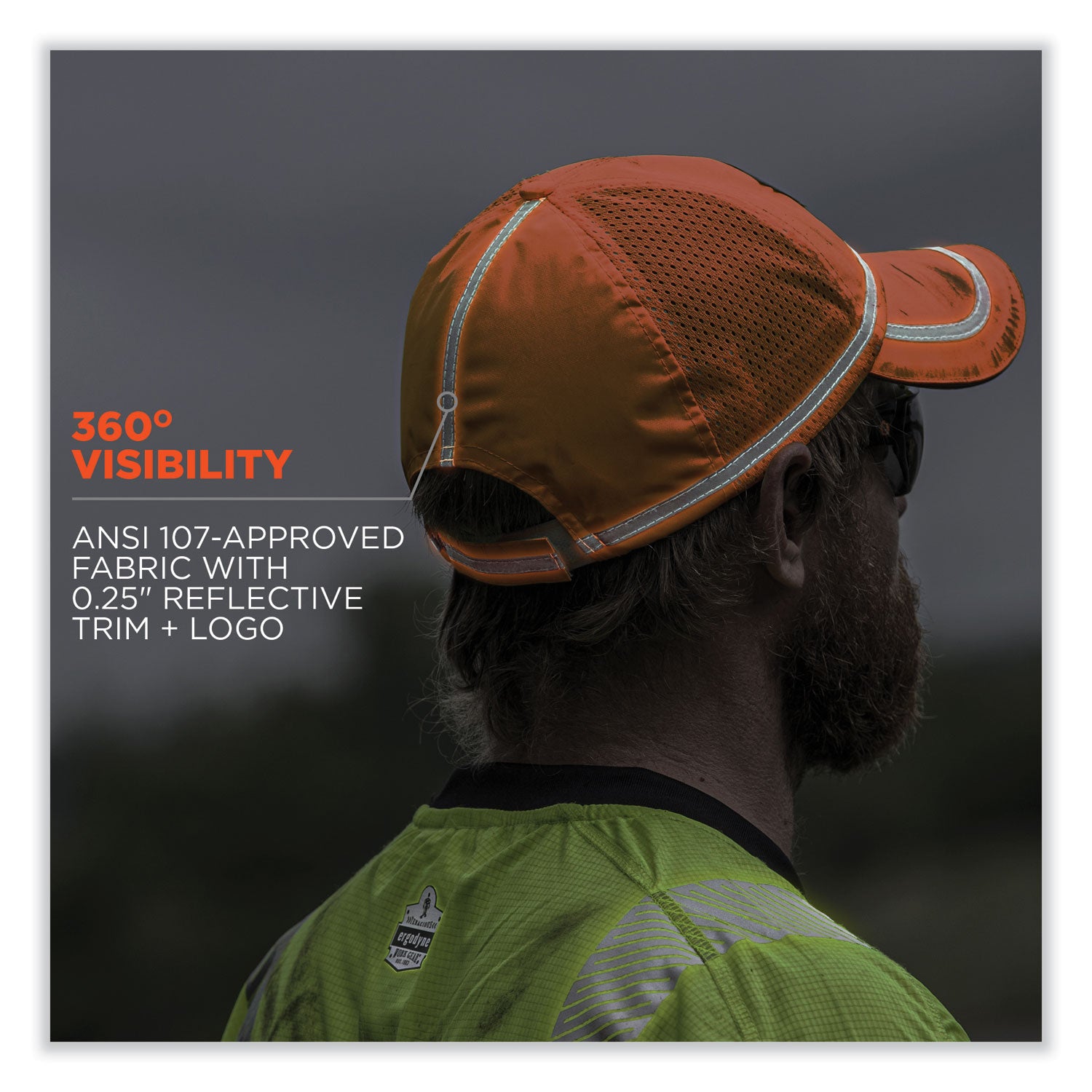 GloWear 8930 Hi-Vis Baseball Cap, Polyester, One Size Fits Most, Orange, Ships in 1-3 Business Days