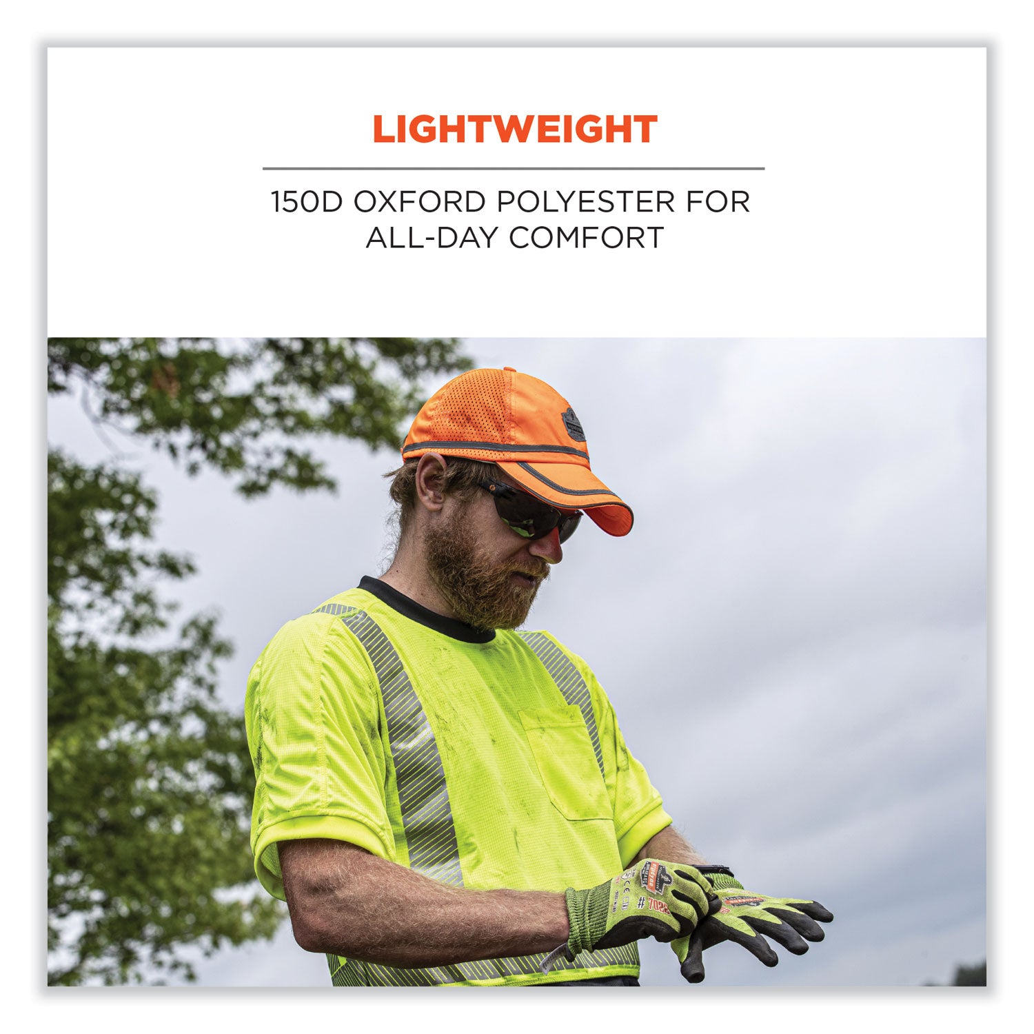 GloWear 8930 Hi-Vis Baseball Cap, Polyester, One Size Fits Most, Orange, Ships in 1-3 Business Days