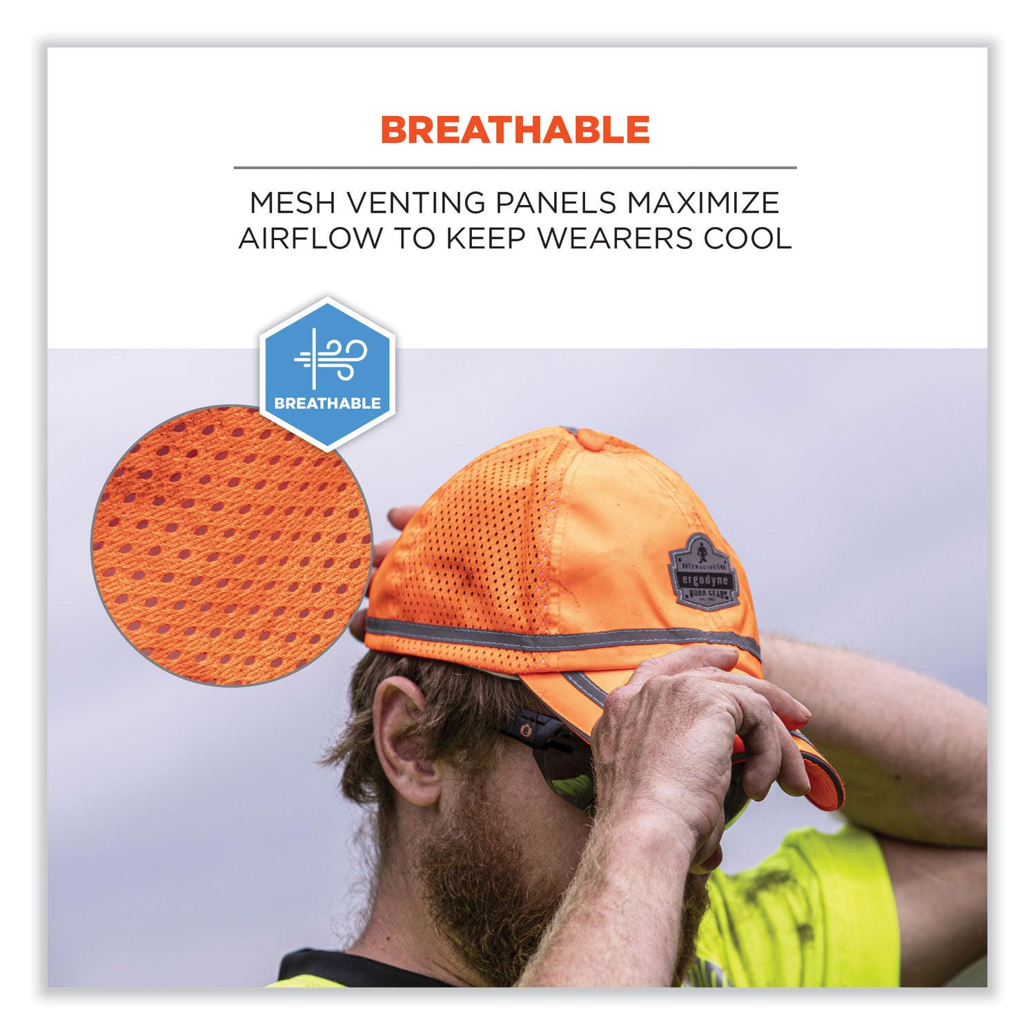 GloWear 8930 Hi-Vis Baseball Cap, Polyester, One Size Fits Most, Orange, Ships in 1-3 Business Days