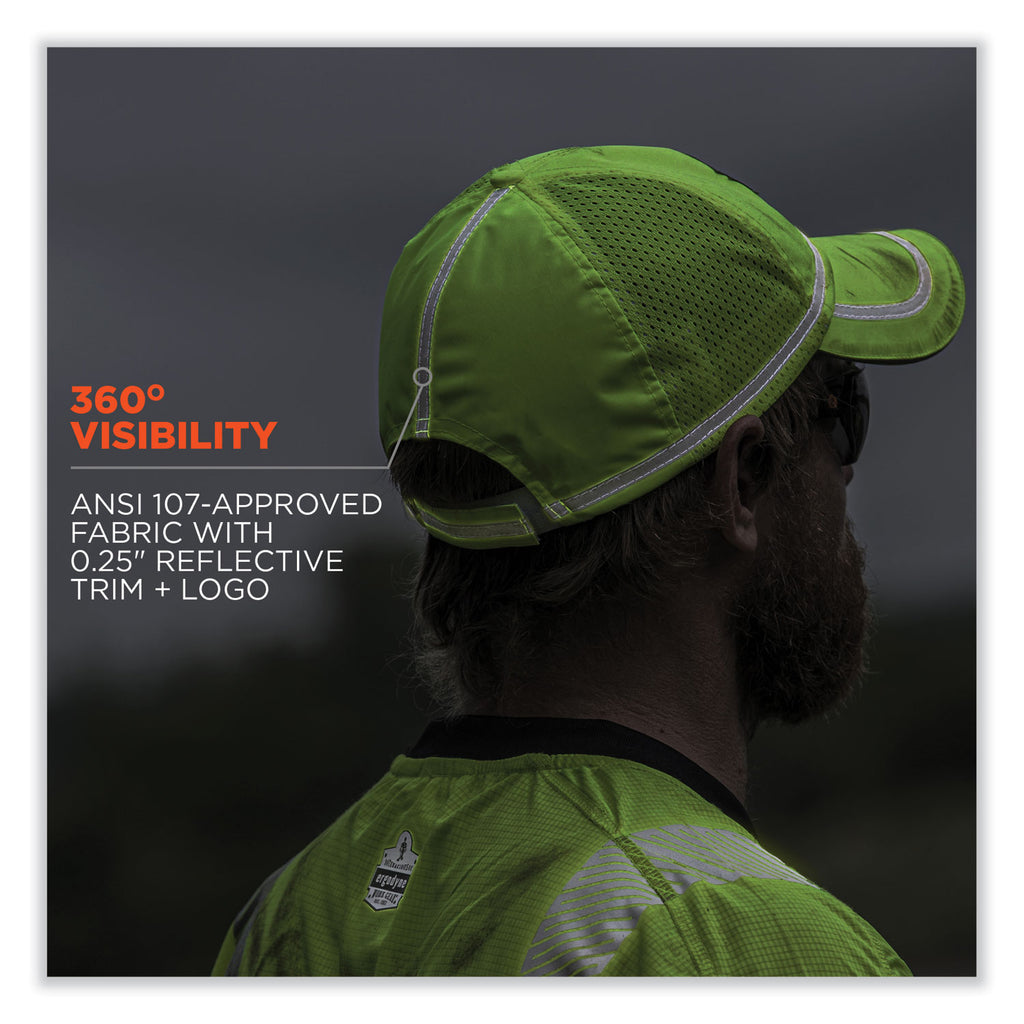 GloWear 8930 Hi-Vis Baseball Cap, Polyester, One Size Fits Most, Lime, Ships in 1-3 Business Days