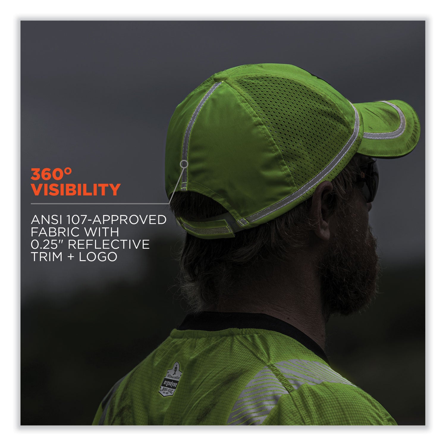 GloWear 8930 Hi-Vis Baseball Cap, Polyester, One Size Fits Most, Lime, Ships in 1-3 Business Days