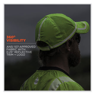 GloWear 8930 Hi-Vis Baseball Cap, Polyester, One Size Fits Most, Lime, Ships in 1-3 Business Days