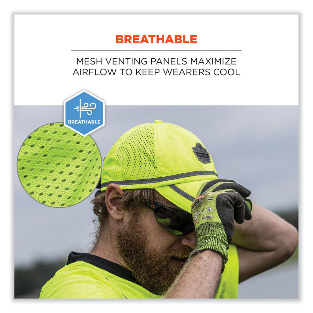 GloWear 8930 Hi-Vis Baseball Cap, Polyester, One Size Fits Most, Lime, Ships in 1-3 Business Days