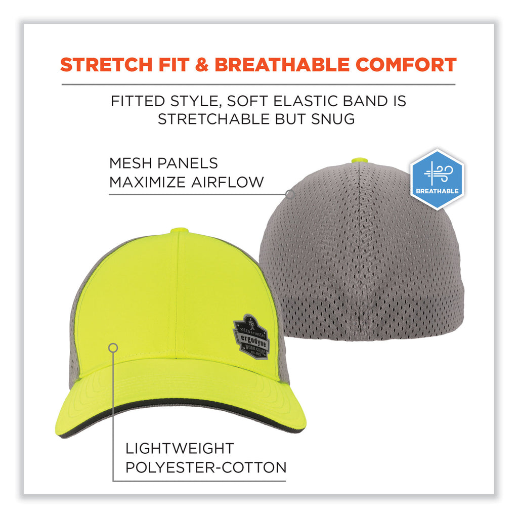 glowear-8931-reflective-stretch-fit-hat-cotton-polyester-ergodyne-logo-large-xl-hi-vis-lime-ships-in-1-3-business-days_ego23242 - 3
