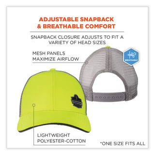 glowear-8933-reflective-snapback-hat-cotton-polyester-ergodyne-logo-one-size-hi-vis-lime-ships-in-1-3-business-days_ego23244 - 3