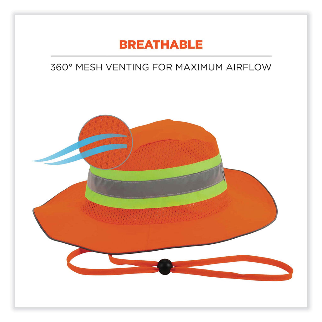GloWear 8935 Hi-Vis Ranger Sun Hat, Polyester, Small/Medium, Orange, Ships in 1-3 Business Days