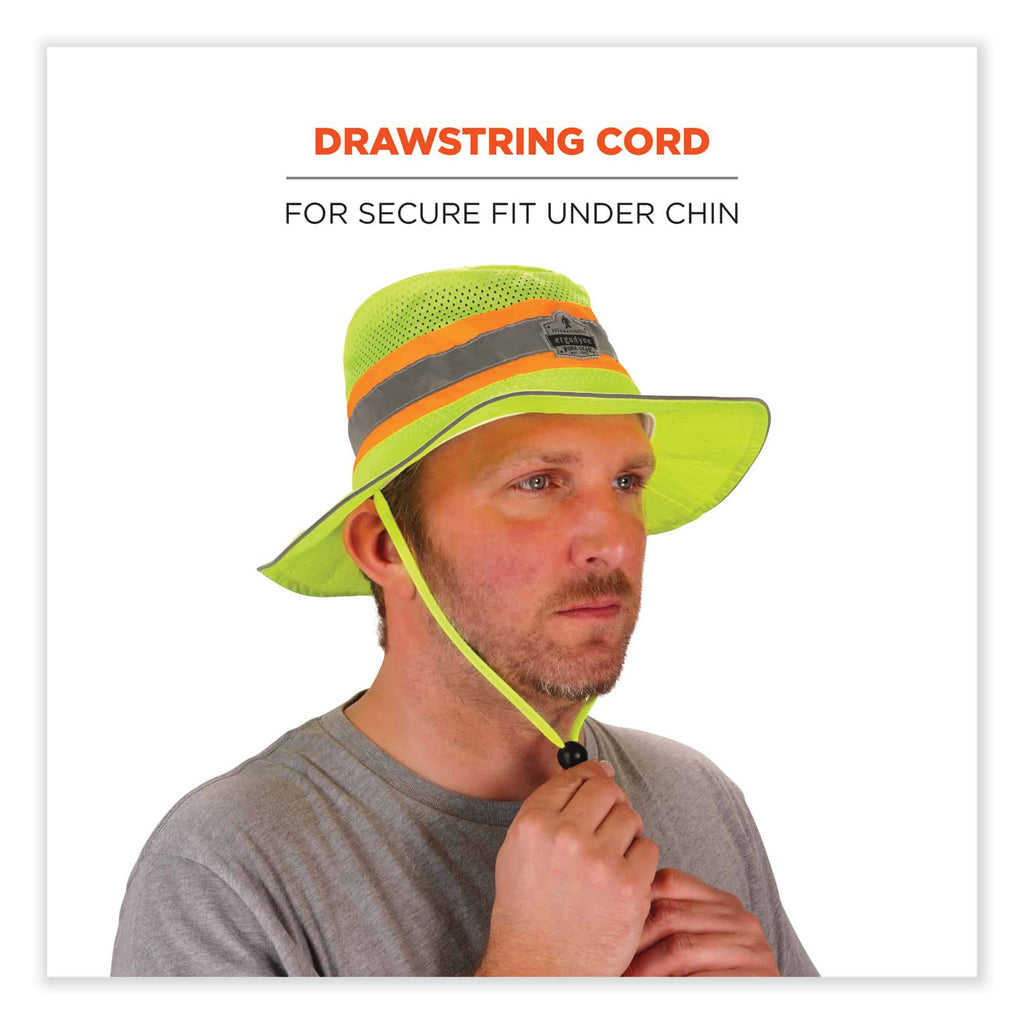 GloWear 8935 Hi-Vis Ranger Sun Hat, Polyester, Small/Medium, Lime, Ships in 1-3 Business Days
