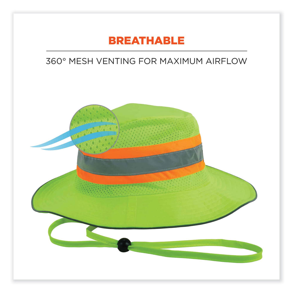 GloWear 8935 Hi-Vis Ranger Sun Hat, Polyester, Large/X-Large, Lime, Ships in 1-3 Business Days