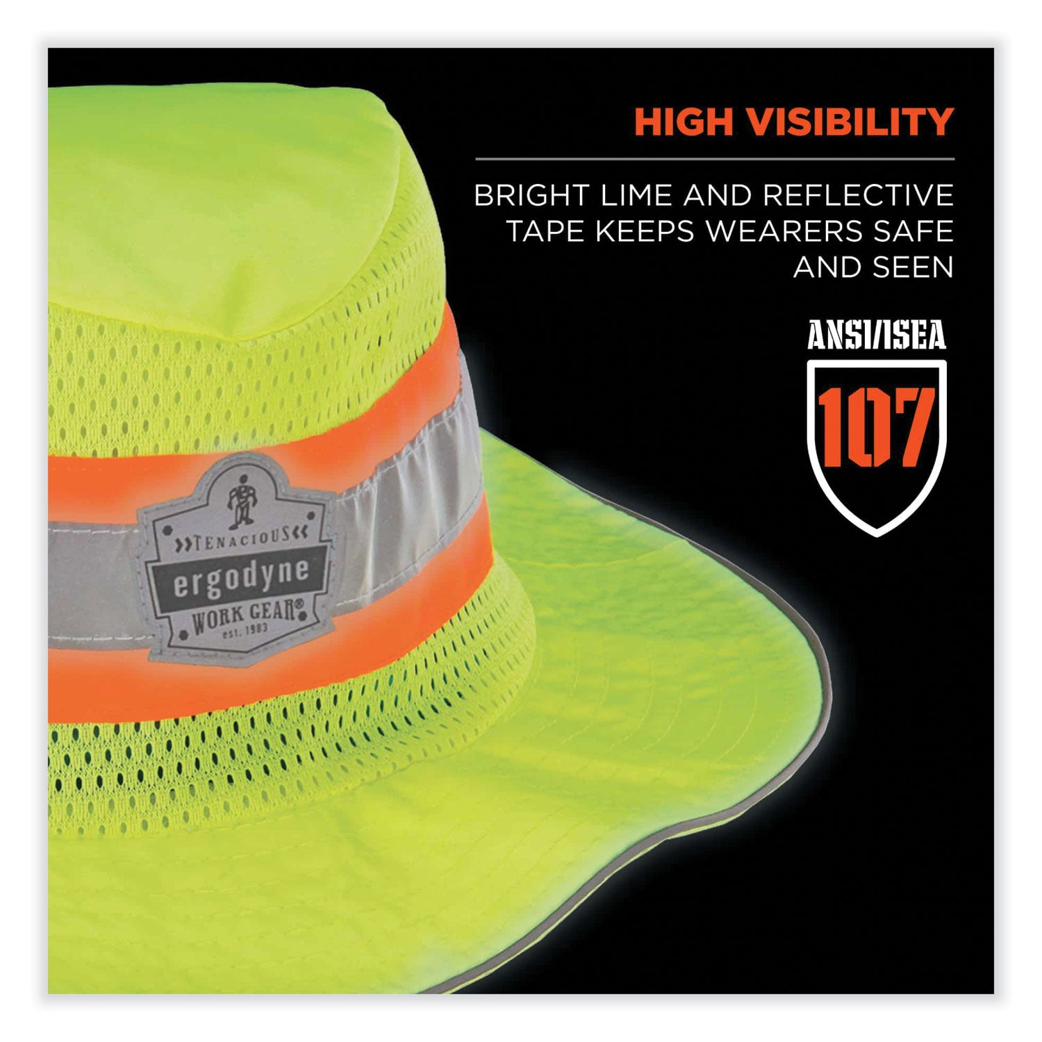 GloWear 8935 Hi-Vis Ranger Sun Hat, Polyester, 2X-Large/3X-Large, Lime, Ships in 1-3 Business Days