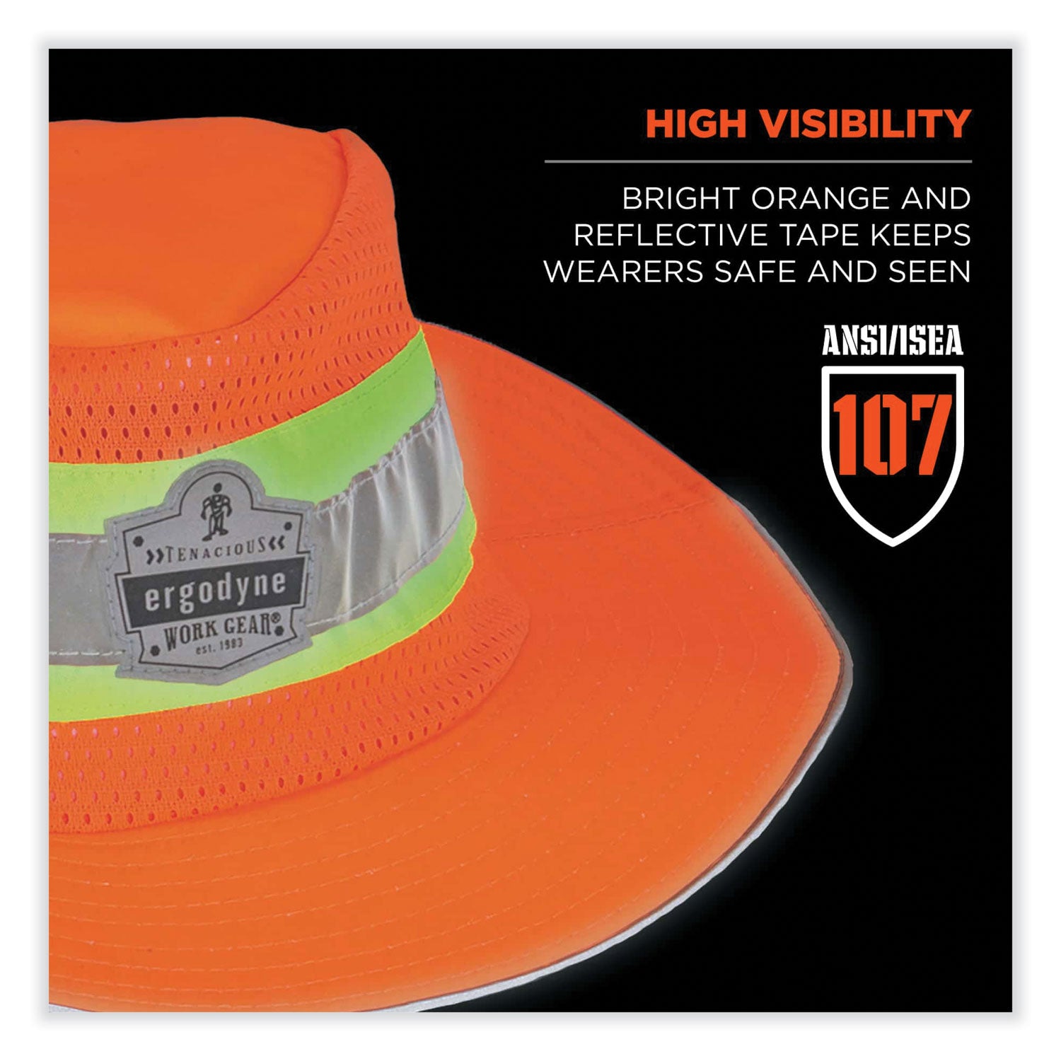 GloWear 8935 Hi-Vis Ranger Sun Hat, Polyester, 2X-Large/3X-Large, Orange, Ships in 1-3 Business Days