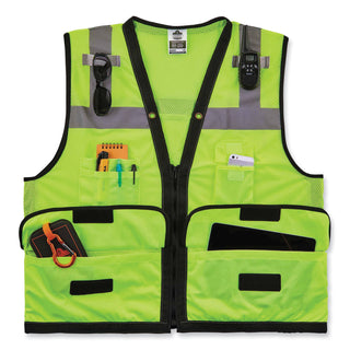 GloWear 8253HDZ Class 2 Heavy-Duty Mesh Surveyors Vest, Polyester, Large/X-Large, Lime, Ships in 1-3 Business Days