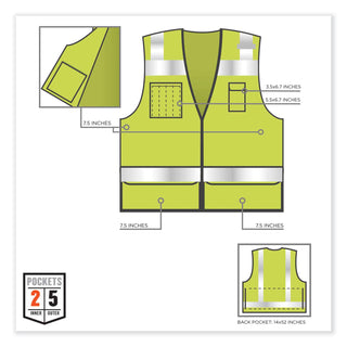 GloWear 8253HDZ Class 2 Heavy-Duty Mesh Surveyors Vest, Polyester, 2X-Large/3X-Large, Lime, Ships in 1-3 Business Days