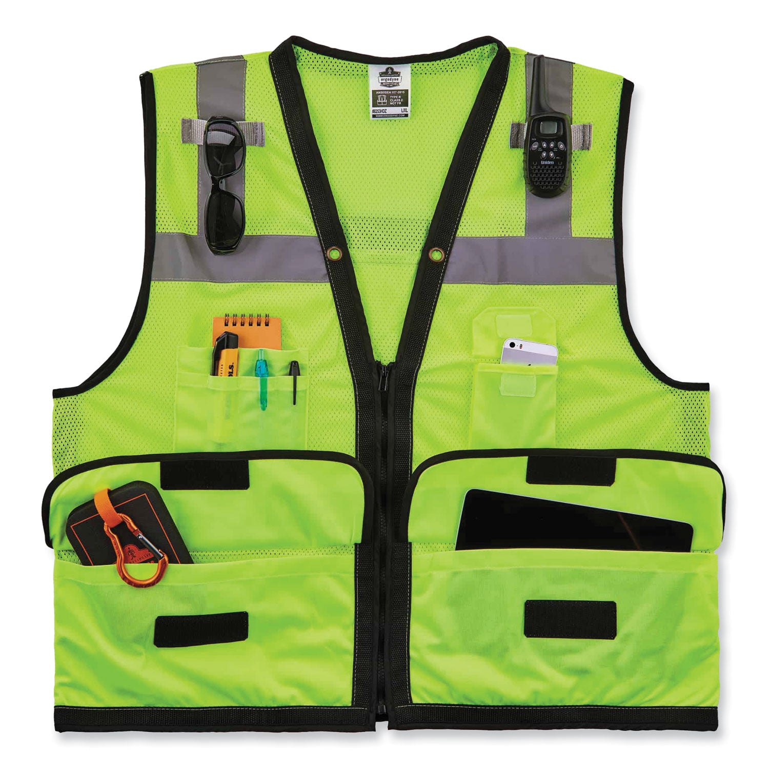 glowear-8253hdz-class-2-heavy-duty-mesh-surveyors-vest-polyester-4x-large-5x-large-lime-ships-in-1-3-business-days_ego23329 - 3